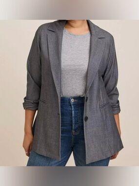 Torrid Studio Luxe Long Line Blazer Jacket Size 4X (28) Gray Career Office NWT